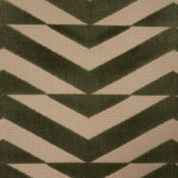 Schumacher Broken Chevron Cut Velvet Olive On Khaki Fabric