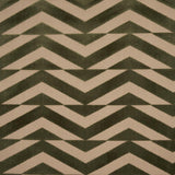 Schumacher Broken Chevron Cut Velvet Olive On Khaki Fabric