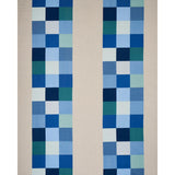 Schumacher Embroidered Tile Blue Fabric