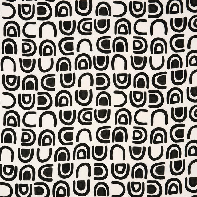 Schumacher Threshold Printed Linen Carbon Fabric
