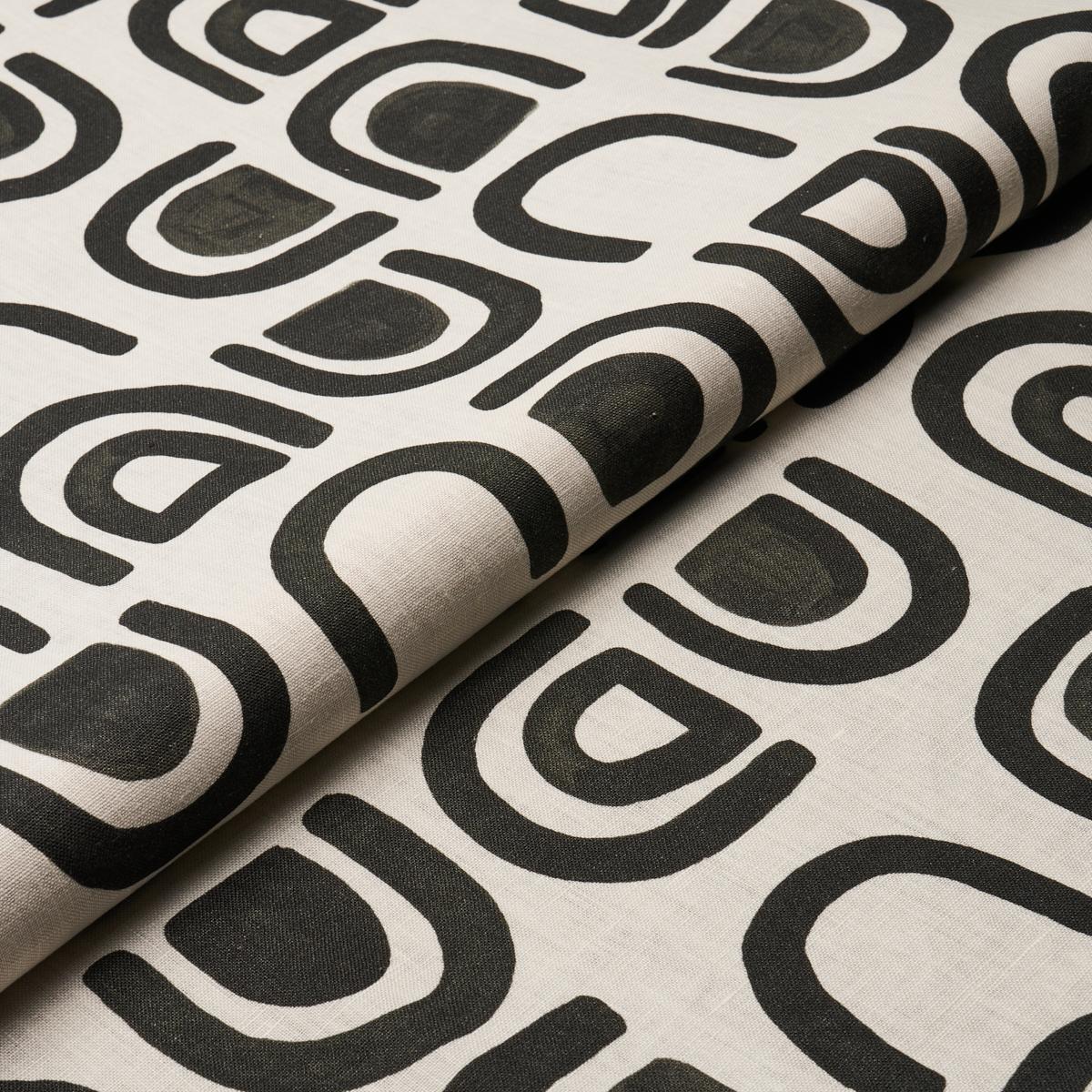 Schumacher Threshold Printed Linen Carbon Fabric