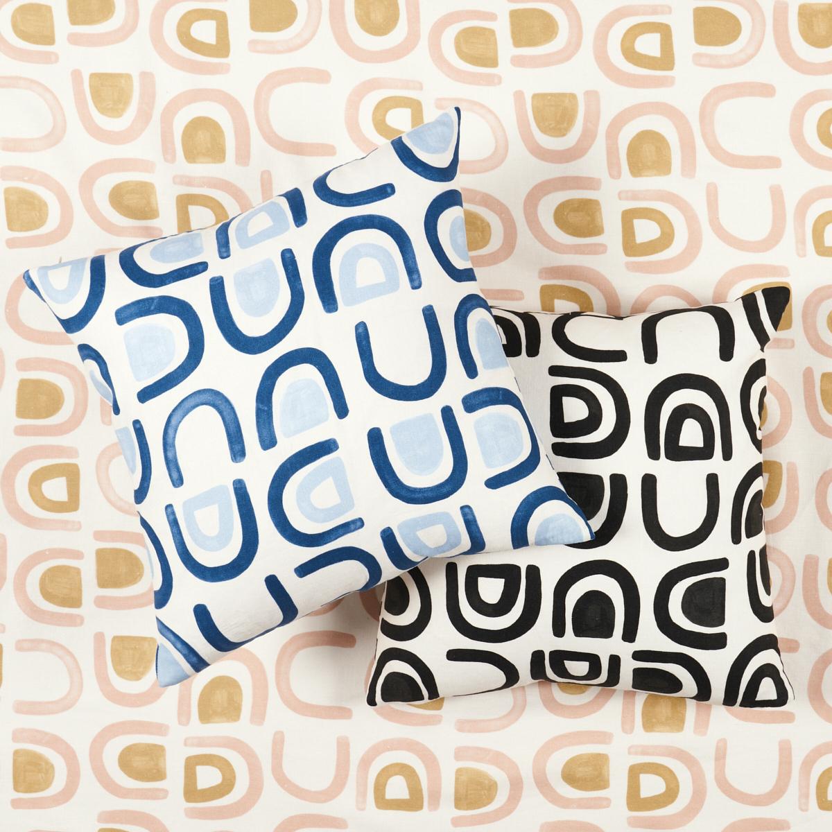 Schumacher Threshold Printed Linen Carbon Fabric
