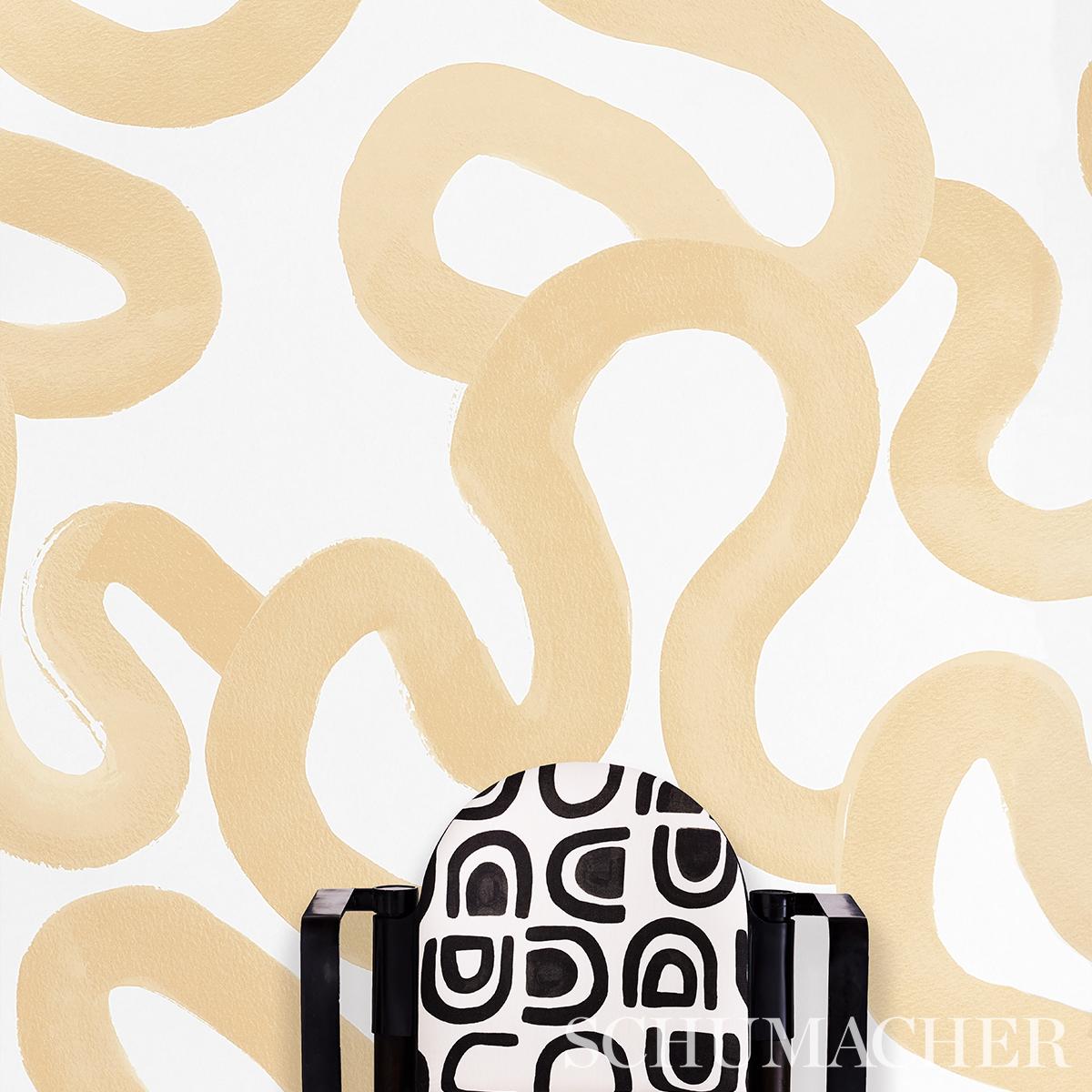 Schumacher Trace Ochre Wallpaper