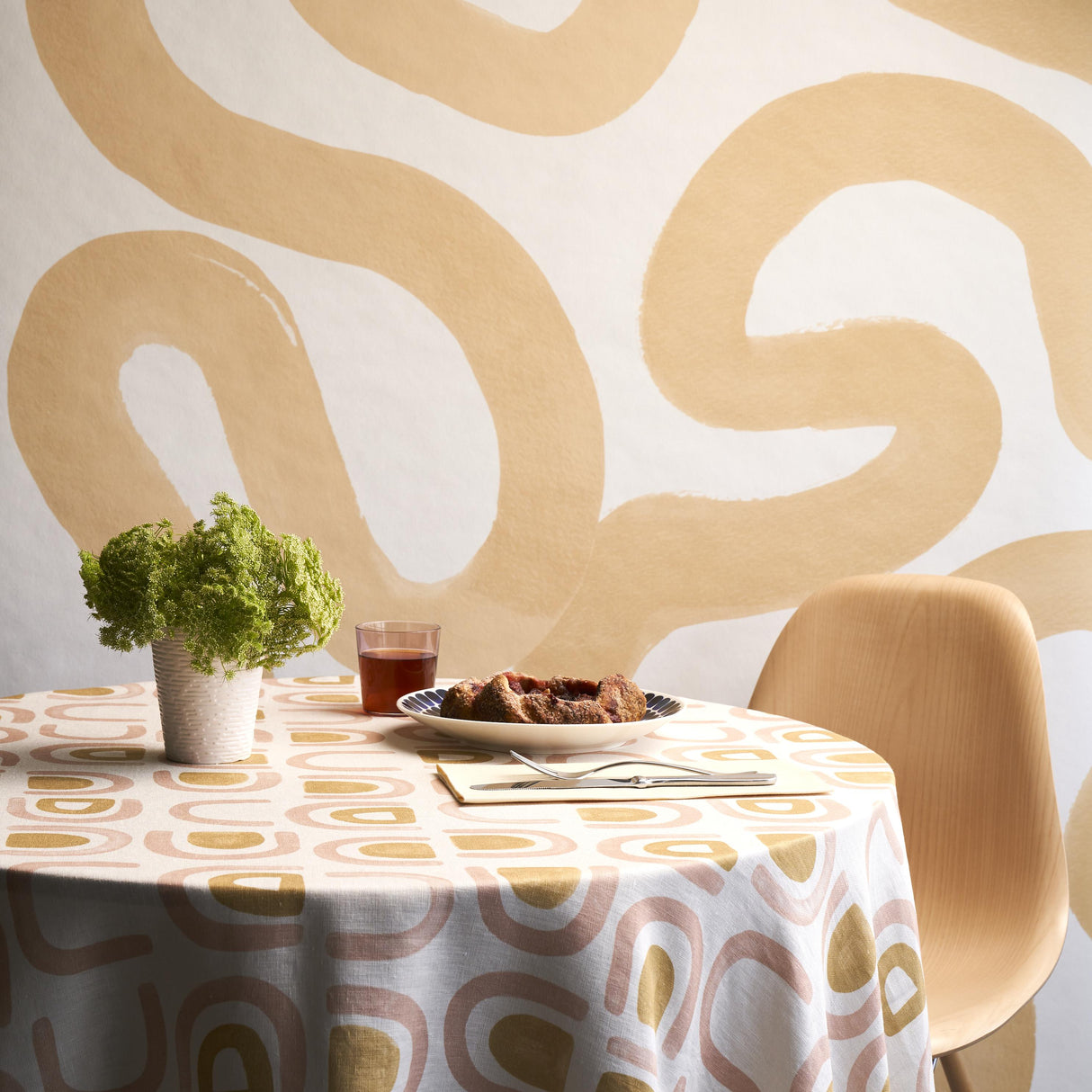 Schumacher Trace Ochre Wallpaper