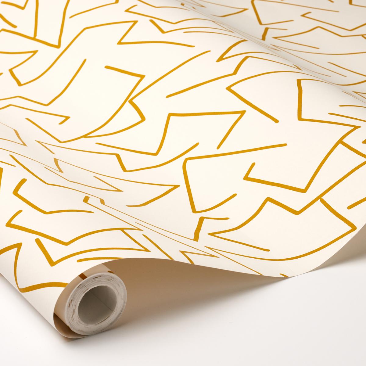 Schumacher Tangent Ochre Wallpaper