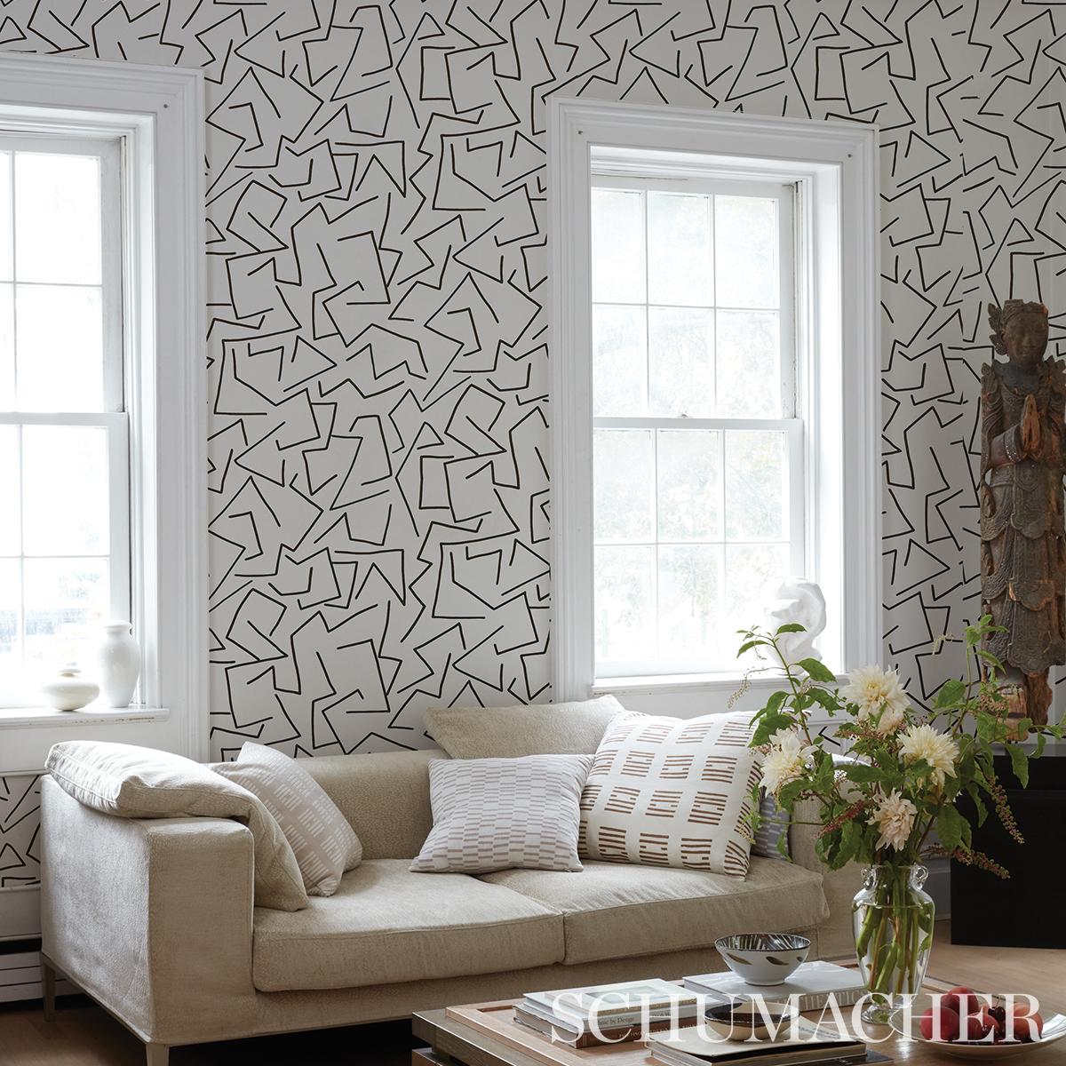 Schumacher Tangent Ivory Wallpaper – DecoratorsBest
