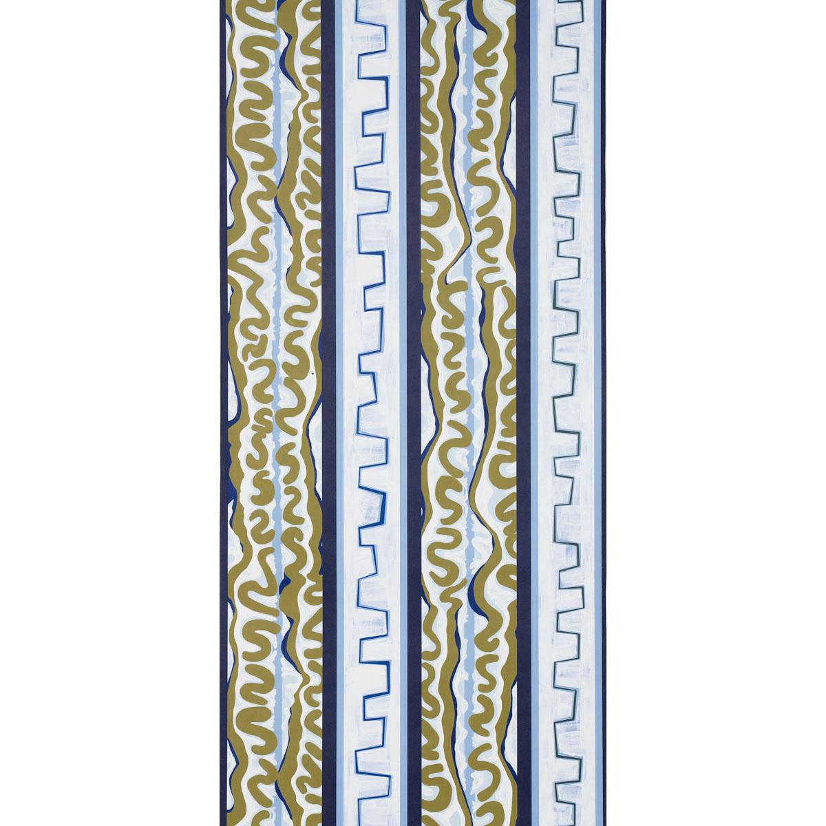 Schumacher Backdrop X Schumacher Night At The Opera Deep Blue & Olive Wallpaper