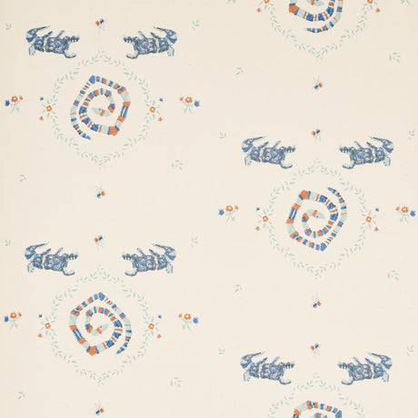 Schumacher Backdrop X Schumacher Reptilia Warm Blue Wallpaper