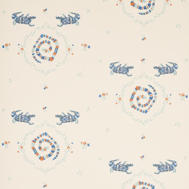 Schumacher Backdrop X Schumacher Reptilia Warm Blue Wallpaper