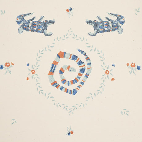 Schumacher Backdrop X Schumacher Reptilia Warm Blue Wallpaper