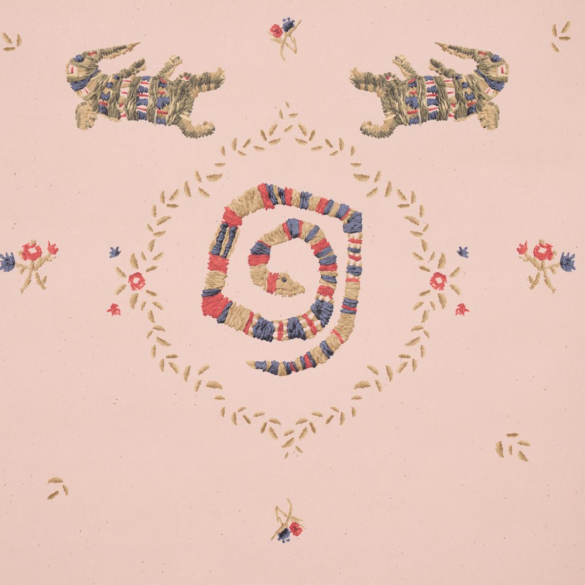 Schumacher Backdrop X Schumacher Reptilia Muted Pink Wallpaper