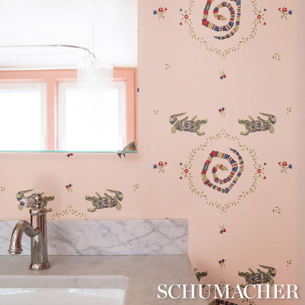 Schumacher Reptilia Muted Pink Wallpaper