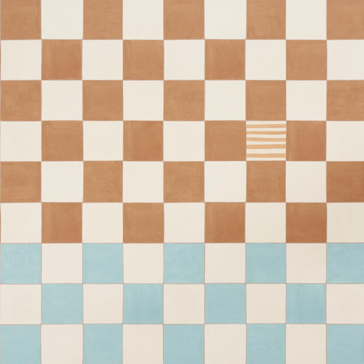 Schumacher Backdrop X Schumacher Gambit Panel Teal & Earthy Brown Wallpaper