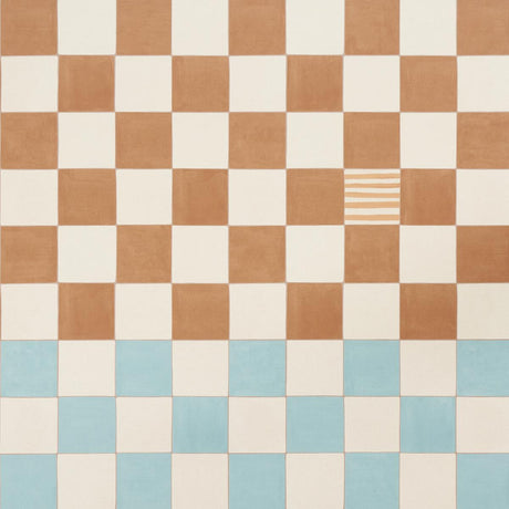 Schumacher Backdrop X Schumacher Gambit Panel Teal & Earthy Brown Wallpaper