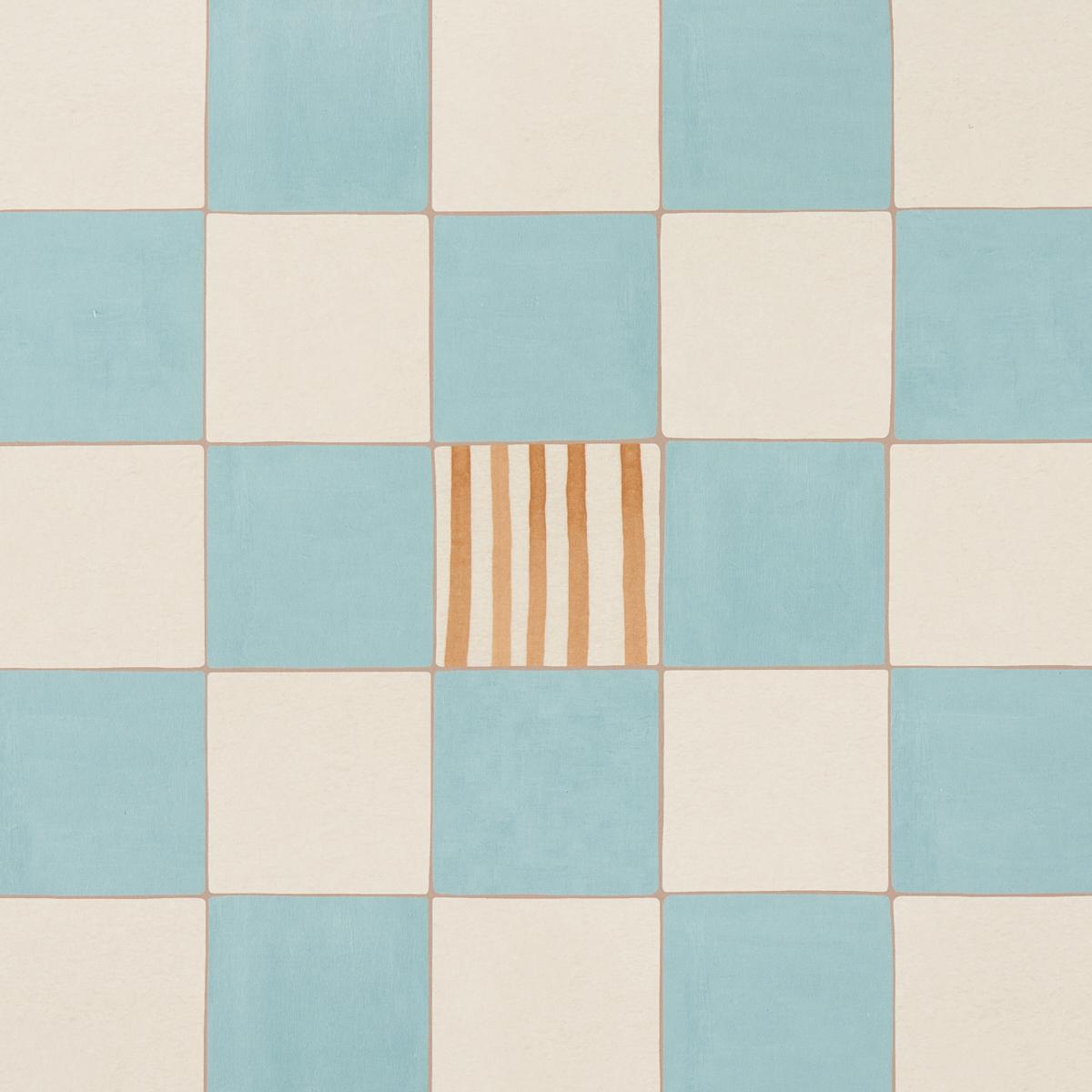 Schumacher Backdrop X Schumacher Gambit Panel Teal & Earthy Brown Wallpaper