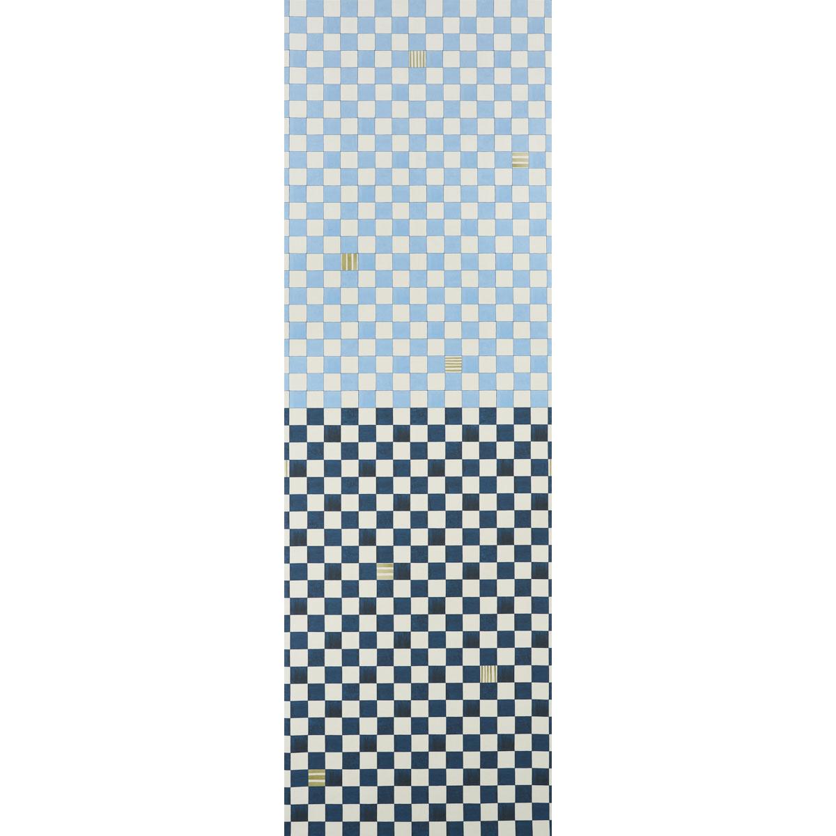 Schumacher Backdrop X Schumacher Gambit Panel Sky & Deep Navy Wallpaper