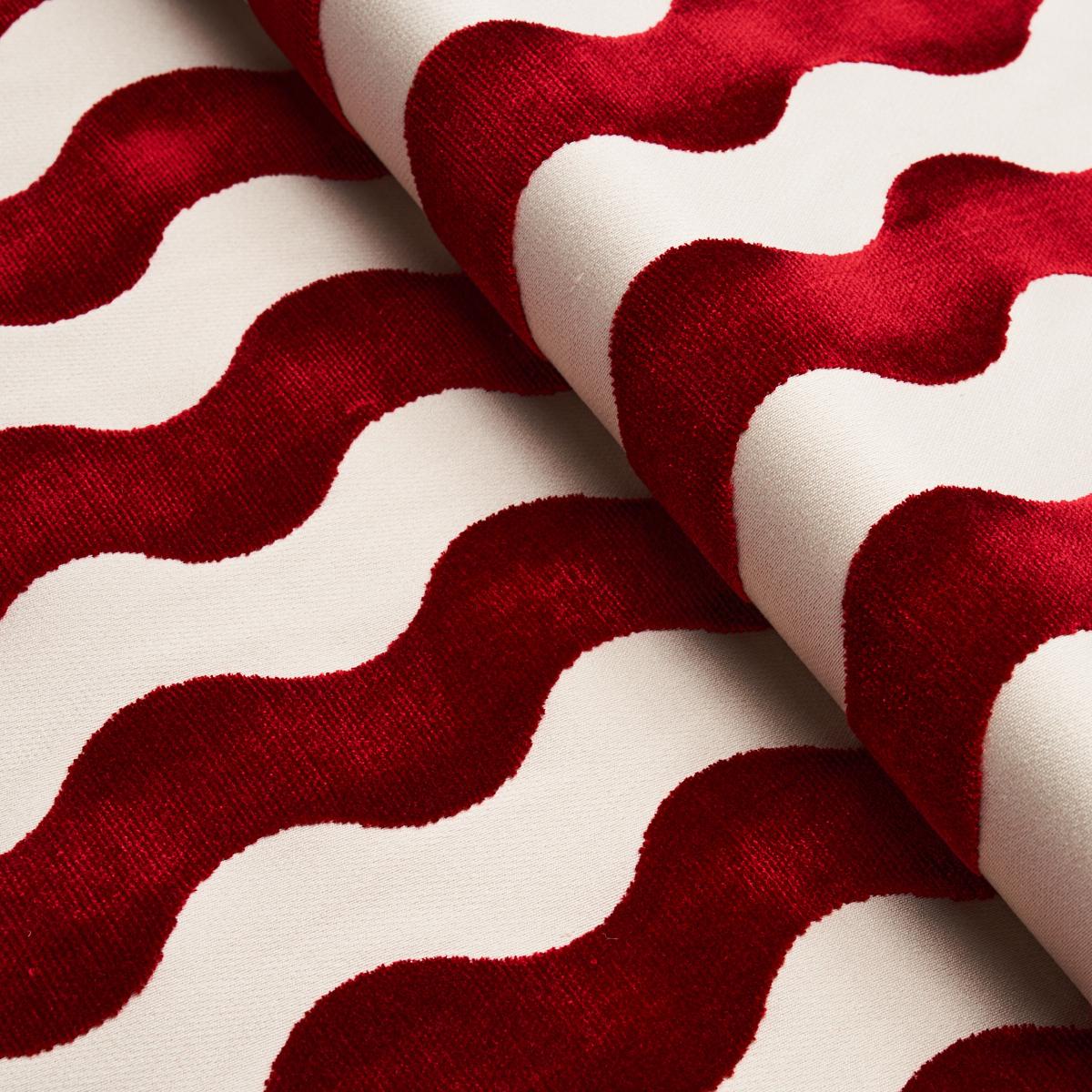 Schumacher The Wave Velvet Red Fabric