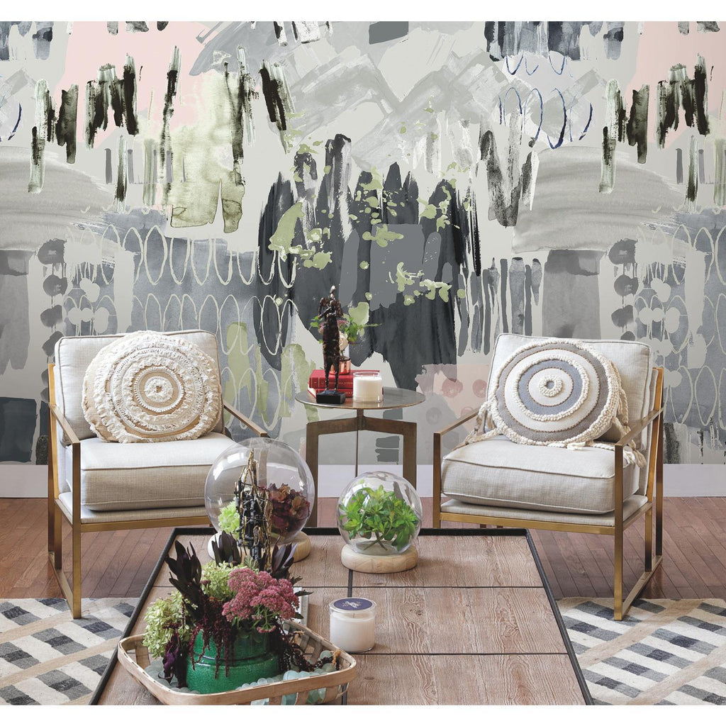 RoomMates Tamara Day Abstraction Peel & StickMural By Roommates charcoal Wallpaper
