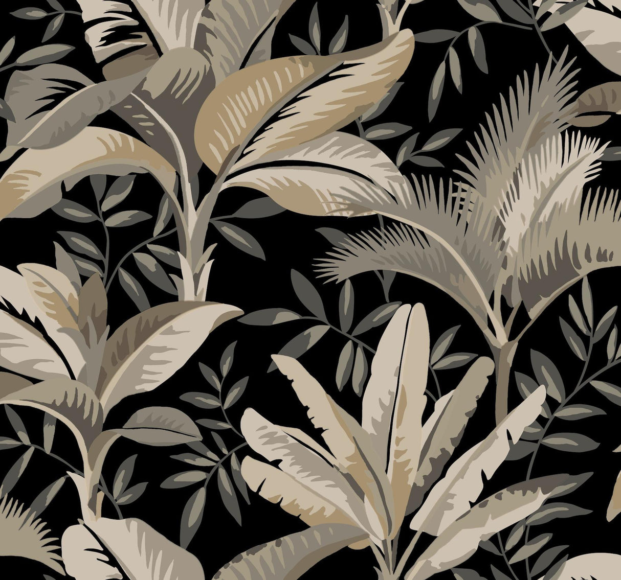 York Summerhouse Midnight Black/Brown Wallpaper