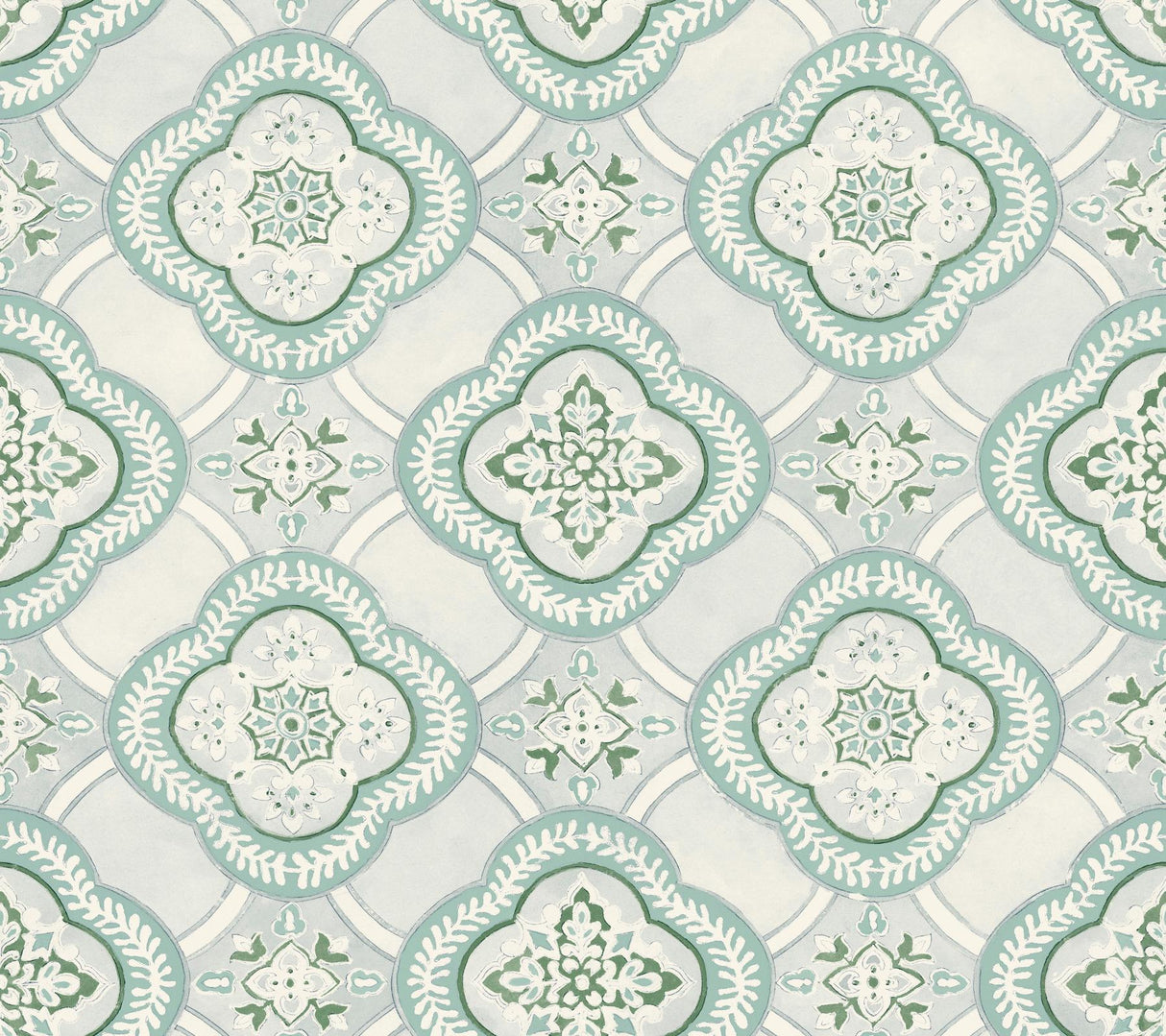 York Garden Trellis Rain Blue Wallpaper