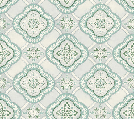 York Garden Trellis Rain Blue Wallpaper