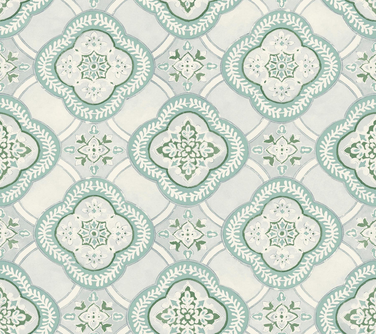 York Garden Trellis Rain Blue/Grey Wallpaper
