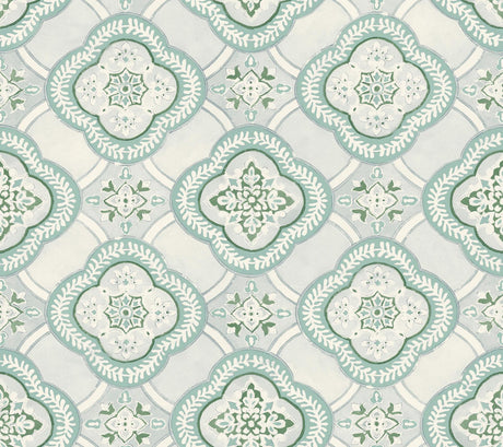 York Garden Trellis Rain Blue/Grey Wallpaper