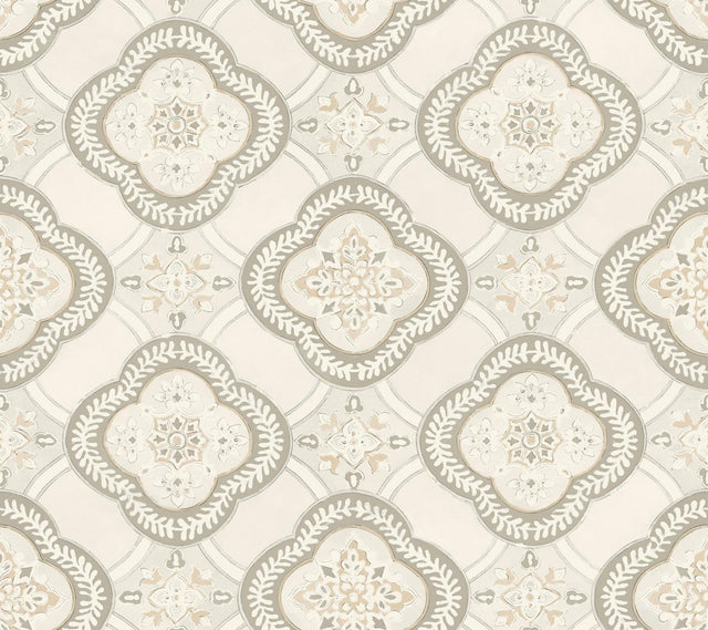 York Garden Trellis Hazel Beige Wallpaper