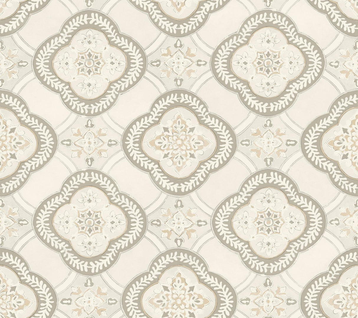 York Garden Trellis Hazel Beige/Brown Wallpaper