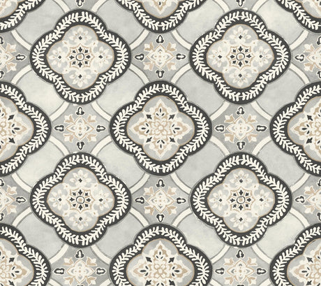 York Garden Trellis Onyx Black Wallpaper
