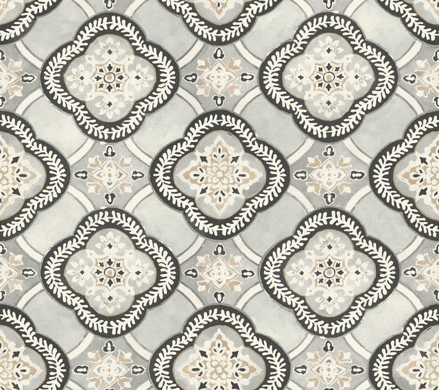 York Garden Trellis Onyx Black Wallpaper