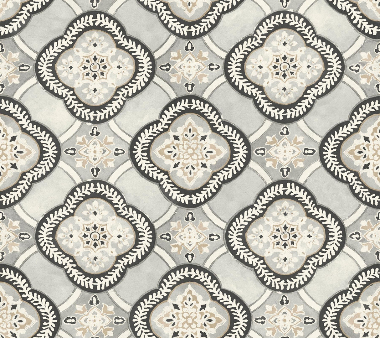 York Garden Trellis Onyx Black/Grey Wallpaper