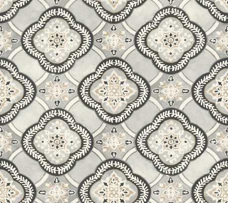 York Garden Trellis Onyx Black/Grey Wallpaper