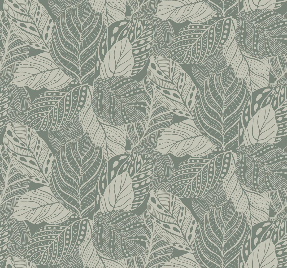 York Vinca Eucalyptus Green Wallpaper
