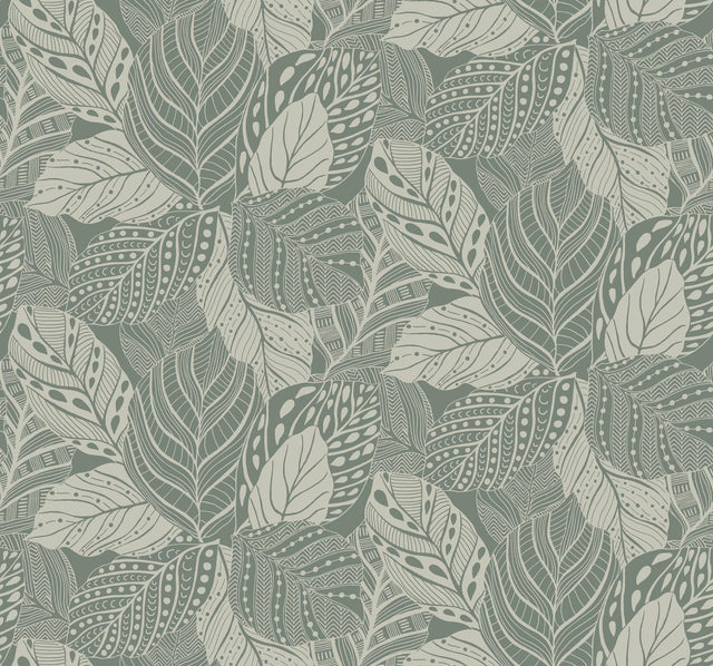 York Vinca Eucalyptus Green Wallpaper