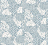 York Vinca Smokey Blue Blue Wallpaper