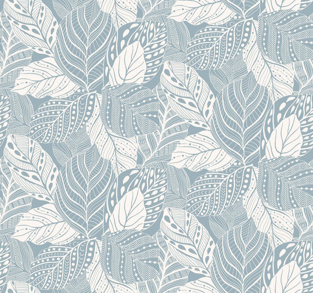 York Vinca Smokey Blue Blue Wallpaper