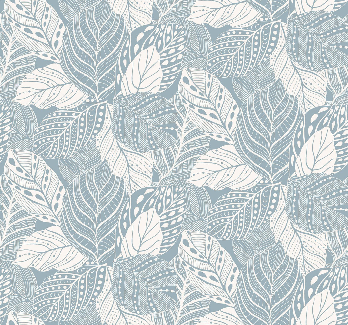 York Vinca Smokey Blue Blue Wallpaper