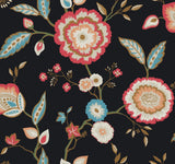York Dahlia Blooms Midnight/Multi Black Wallpaper