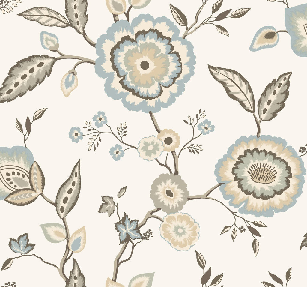 York Dahlia Blooms Cotton/Sky White/Off White Wallpaper