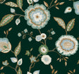 York Dahlia Blooms Forest/Seafoam Green Wallpaper