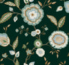York Dahlia Blooms Green Wallpaper
