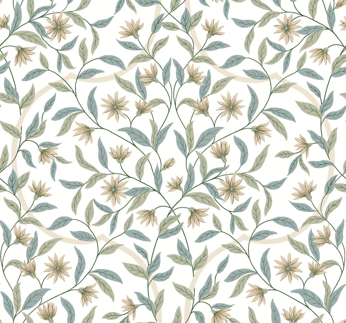 York Jasmine Eucalyptus Green Wallpaper