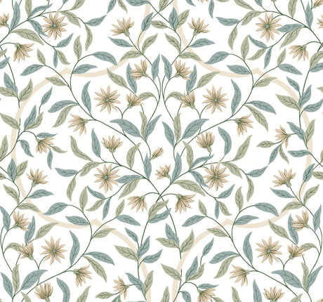York Jasmine Eucalyptus Green Wallpaper