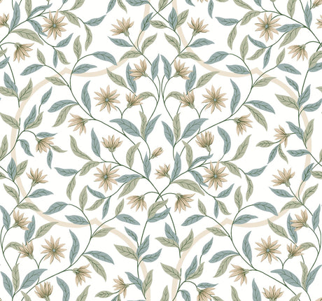 York Jasmine Eucalyptus Green/Beige Wallpaper