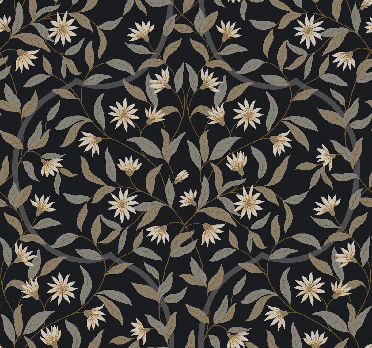 York Jasmine Midnight Black Wallpaper