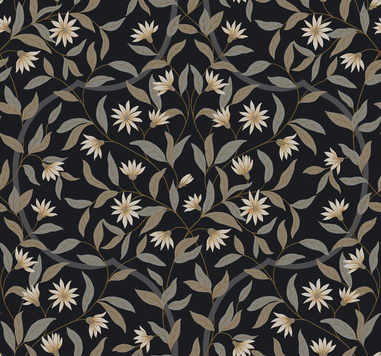 York Jasmine Midnight Black Wallpaper