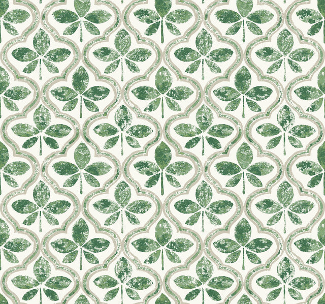 York Sevilla Clover Green Wallpaper