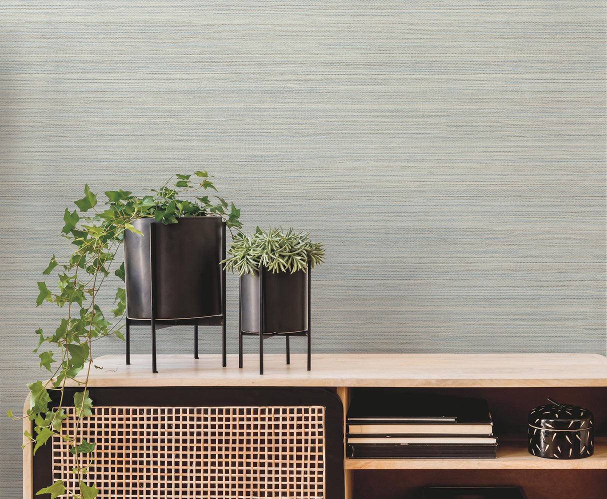 York Fountain Grass Smokey Blue Blue Wallpaper