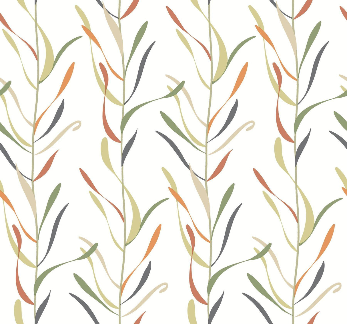 York Chloe Vine Sienna Orange Wallpaper